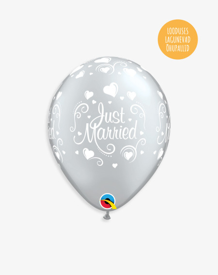 Latex Balloon Just Married - Wedding balloons - Agapics