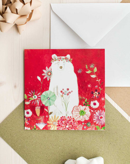 Card Bear and flowers