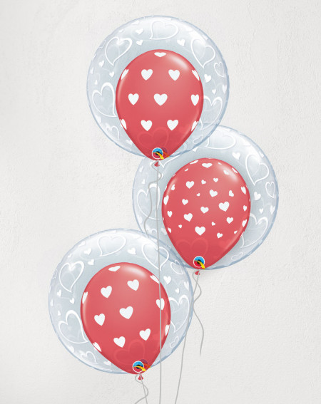 Big Balloon Bouquet White Hearts