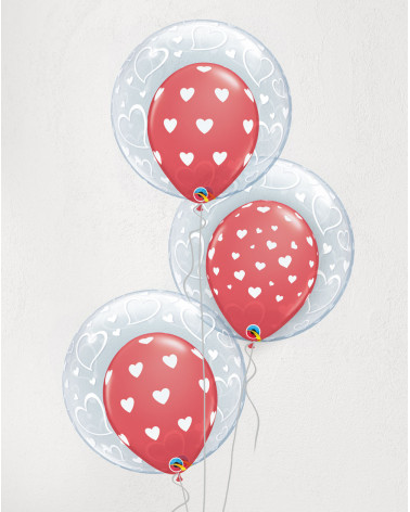 Big Balloon Bouquet White Hearts