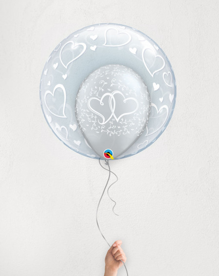 Balloons Hearts Silver - Agapics