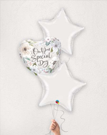 Balloon Bouquet White Special Day with helium in a box