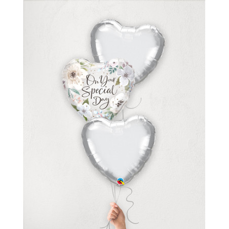 Balloon Bouquet Special Day Silver with helium in a box