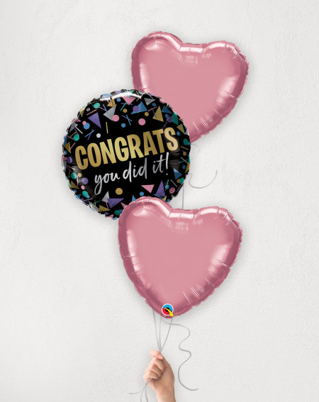 Balloon Bouquet Mauve Hearts with helium in a box