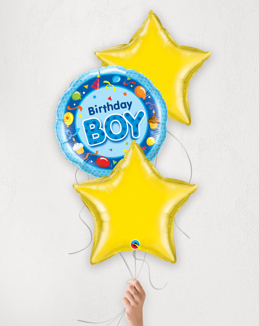 Balloon Bouquet Yellow Boy with helium in a box