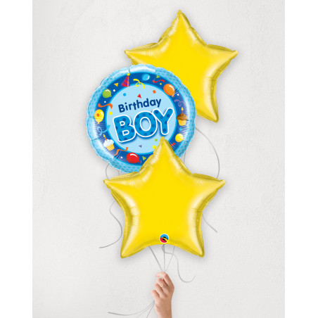 Balloon Bouquet Yellow Boy with helium in a box