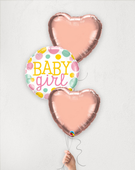 Balloon Bouquet Baby Girl's Hearts