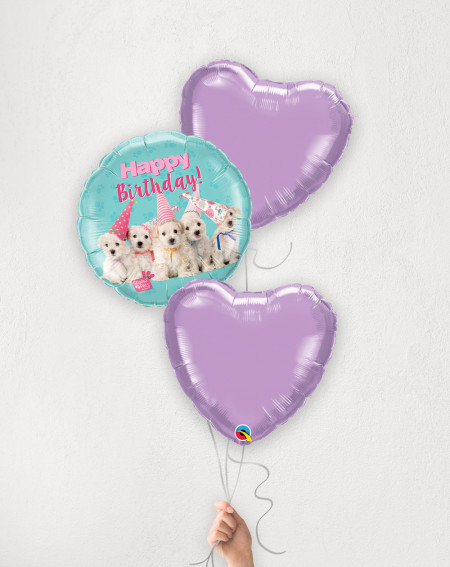 Balloon Bouquet Puppy Hearts