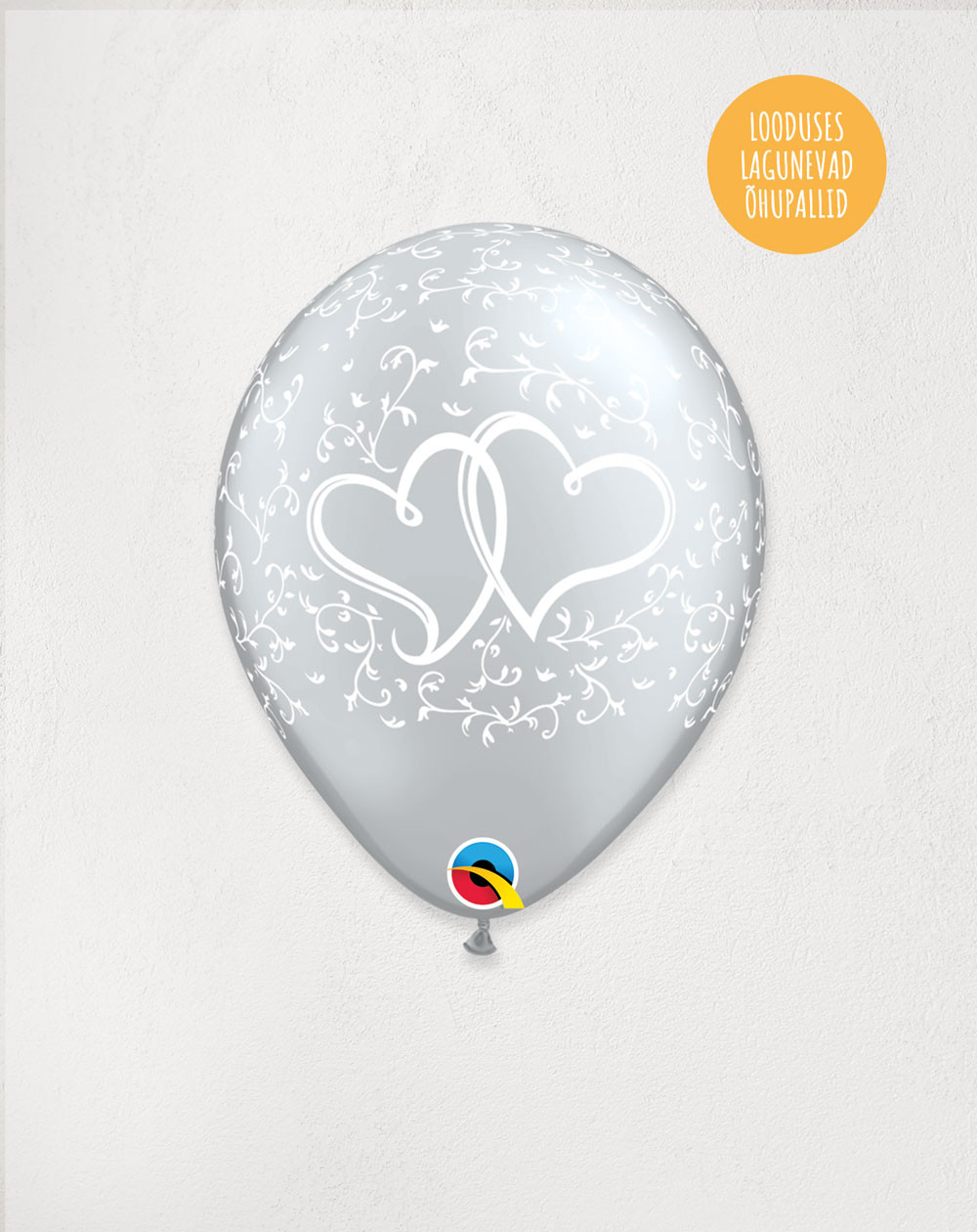 Latex Balloon Silver Hearts - Wedding balloons - Agapics