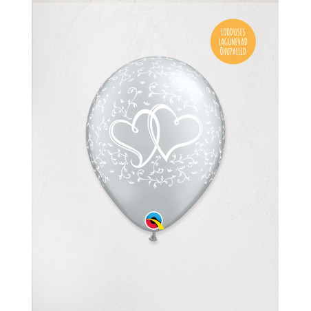 Latex Balloon Silver Hearts - Wedding balloons - Agapics