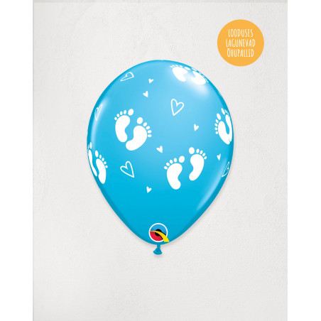 Latex Balloon Blue Baby feet - Agapics