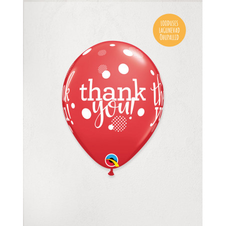 Latex Balloon Red Thank you - Agapics