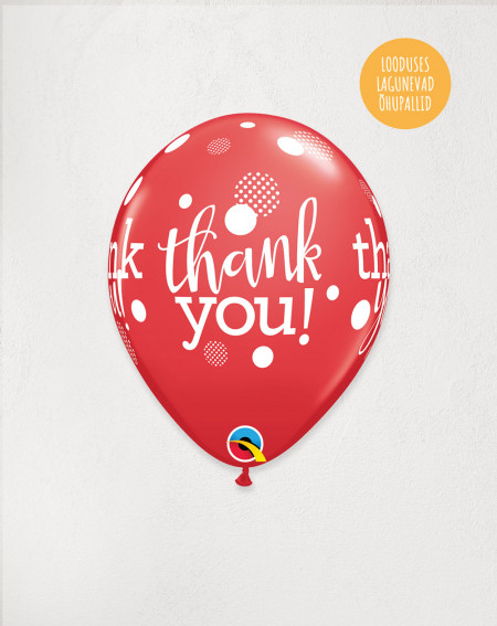 Latex Balloon Red Thank you - Agapics