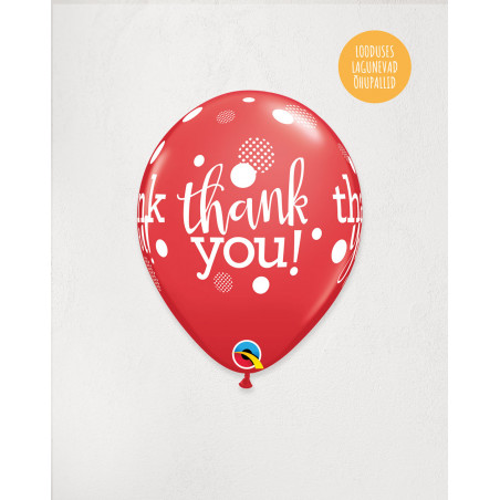 Latex Balloon Red Thank you - Agapics