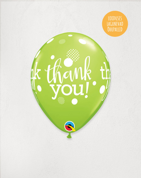 Latex Balloon Lime Thank you - Agapics