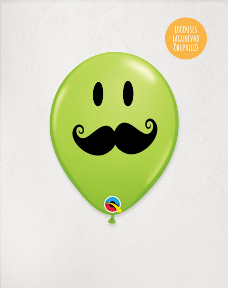 Latex Balloon Lime Mustache - Agapics