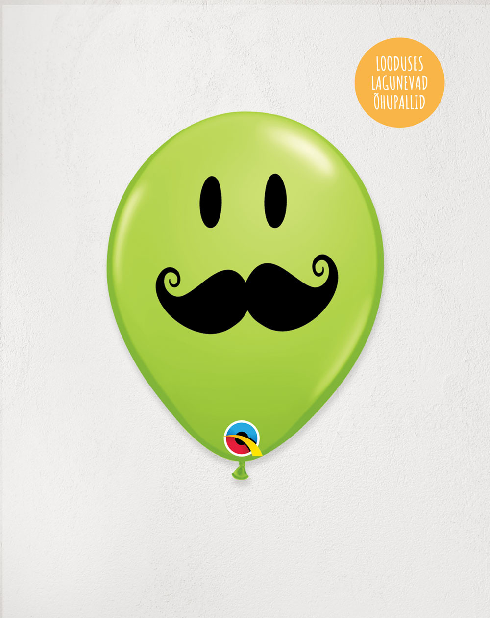 Latex Balloon Lime Mustache - Agapics