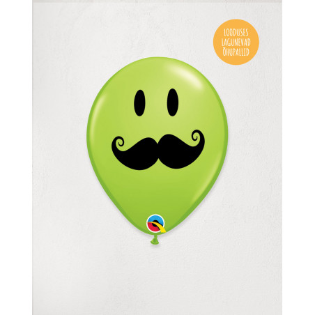 Latex Balloon Lime Mustache - Agapics