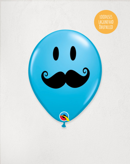 Latex Balloon Blue Mustache - Father's Day - Agapics