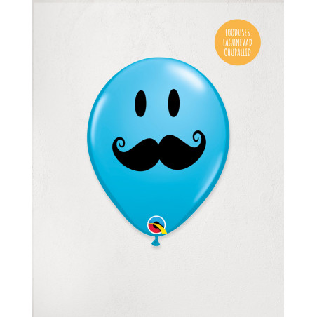 Latex Balloon Blue Mustache - Father's Day - Agapics