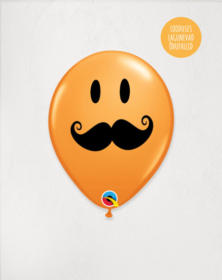 Latex Balloon Orange Mustache - Fathers, dads - Agapica