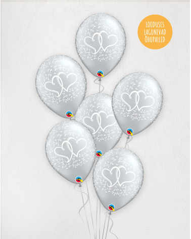 M Balloon Bouquet Hearts Silver