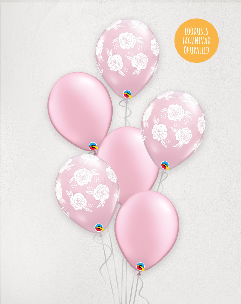 M Balloon Bouquet Roses Pink with helium