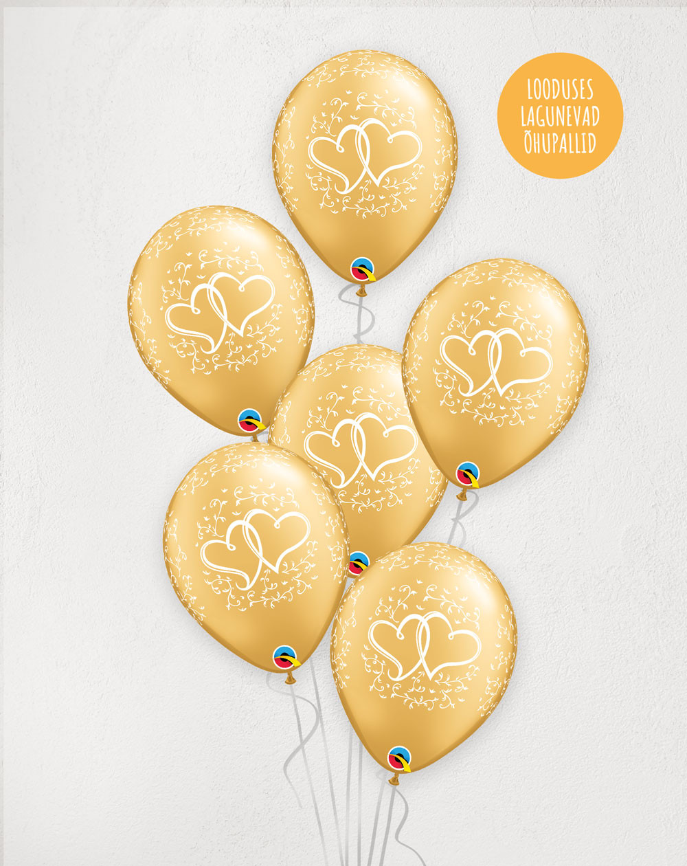 M Balloon Bouquet Hearts Golden