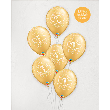 M Balloon Bouquet Hearts Golden