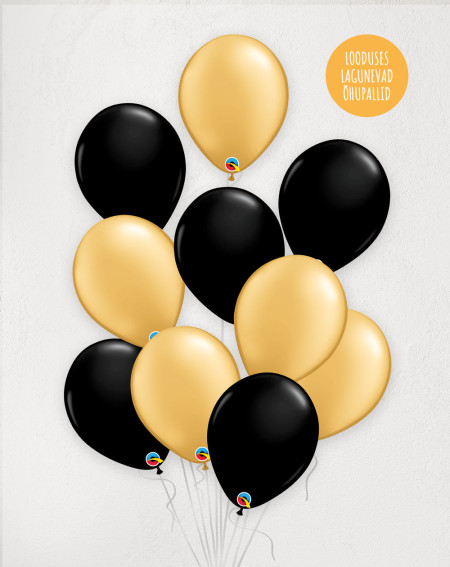 L Balloon Bouquet Gold and Black