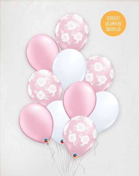 L Balloon Bouquet Roses Pink with helium