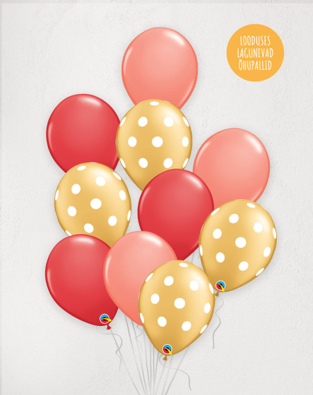 L Balloon Bouquet Gold Dots with helium