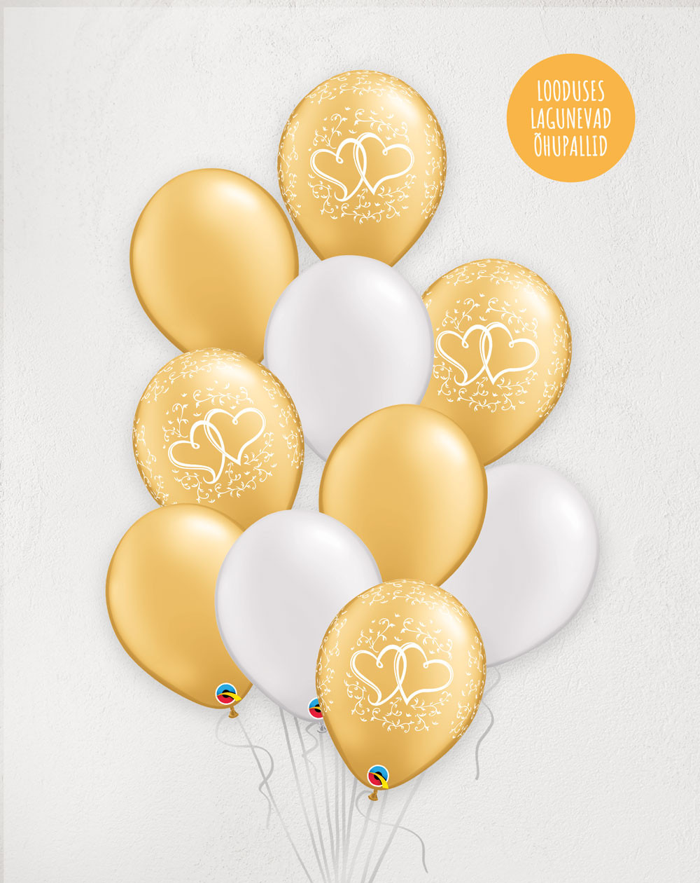 L Balloon Bouquet Hearts Golden