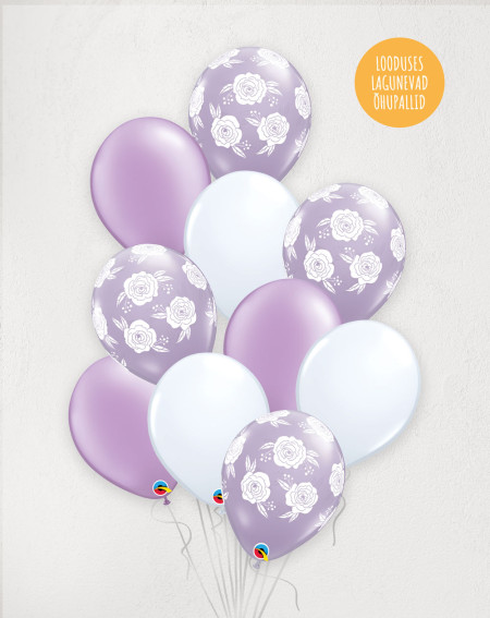 L Balloon Bouquet Roses Lilac with helium