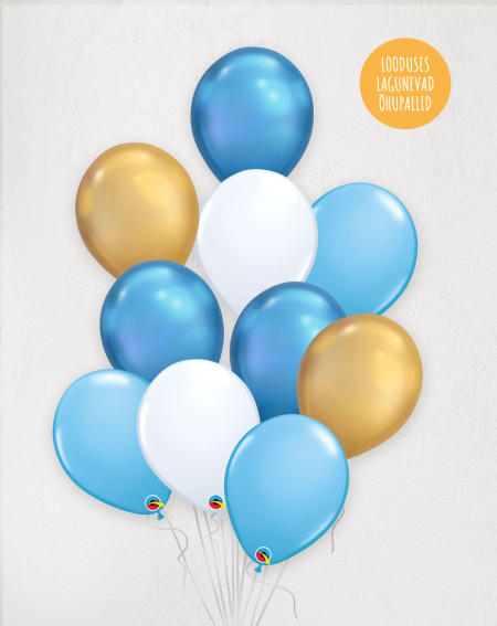 L Balloon Bouquet Blue and gold