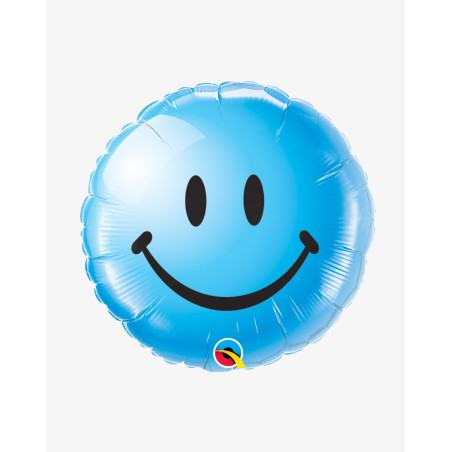 Foil Balloon Blue smile - Children party balloons - Agapics